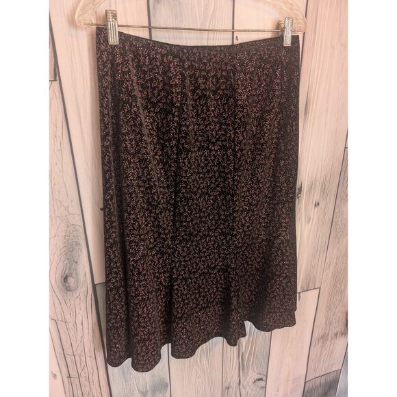 VTG Notations A-Line Mid Length Skirt Black Pink Glitter Glam Size Large - Picture 2 of 4